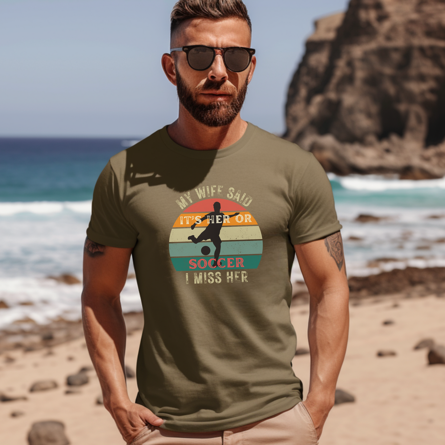 My Wife Said It's Her or Soccer I Miss Her - Retro T-shirt